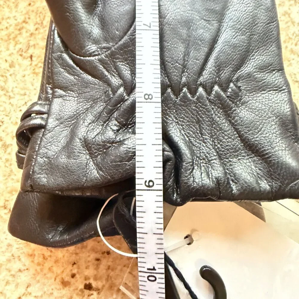 Fownes Black Nappa Leather Gloves Womens Large Lined Genuine Leather NWT Large